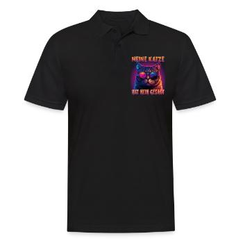 Katzenliebhaber Design Katzenmama Meine Katze hat - Männer Poloshirt - Schwarz - Vorne - Kai (181cm)