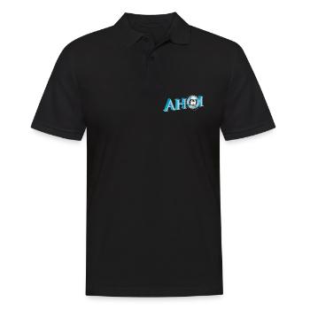 Salutation de marin avec lettrage Ahoi avec un marin pingouin - Polo Homme - noir - Devant - Kai (181cm)