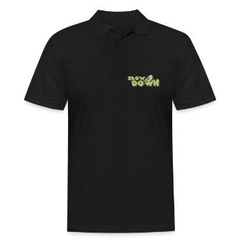 slow down relax avocado retro positive - Männer Poloshirt - Schwarz - Vorne - Kai (181cm)