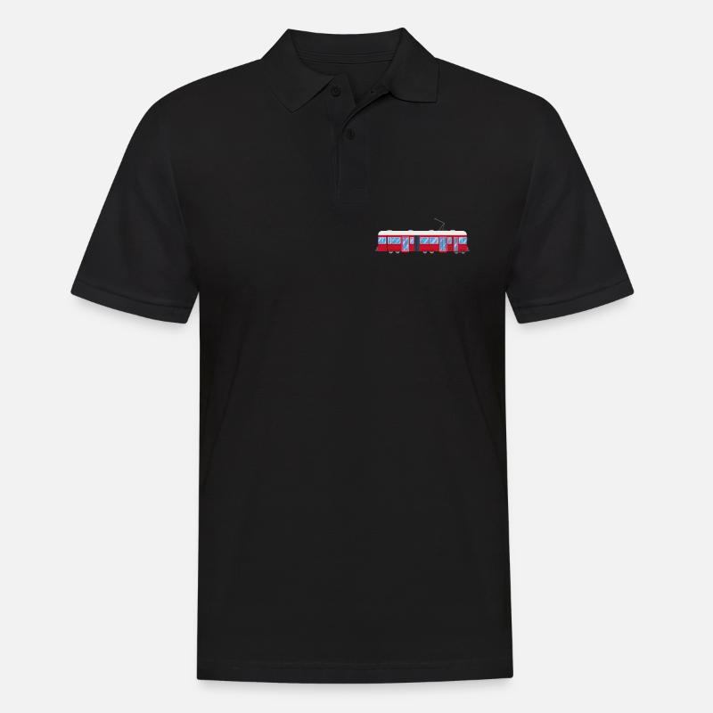 Tram, Straßenbahn, Zug, Eisenbahn - Männer Poloshirt - Schwarz