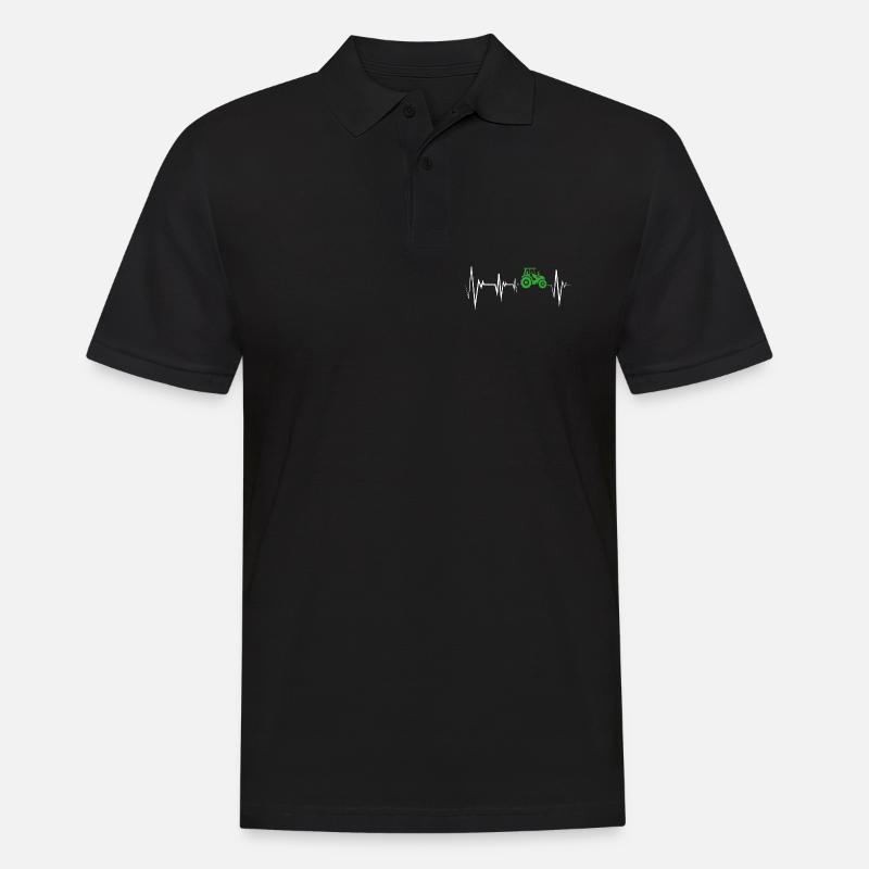 Herzschlag Traktor Bauer - Männer Poloshirt - Schwarz