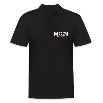 Lustiger Spruch " Moin Ihr Spacken " - Männer Poloshirt - Schwarz - Vorne - Kai (181cm)