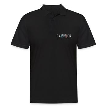 Gamer Schriftzug 3D Controller Nerd Geschenk - Männer Poloshirt - Schwarz - Vorne - Kai (181cm)
