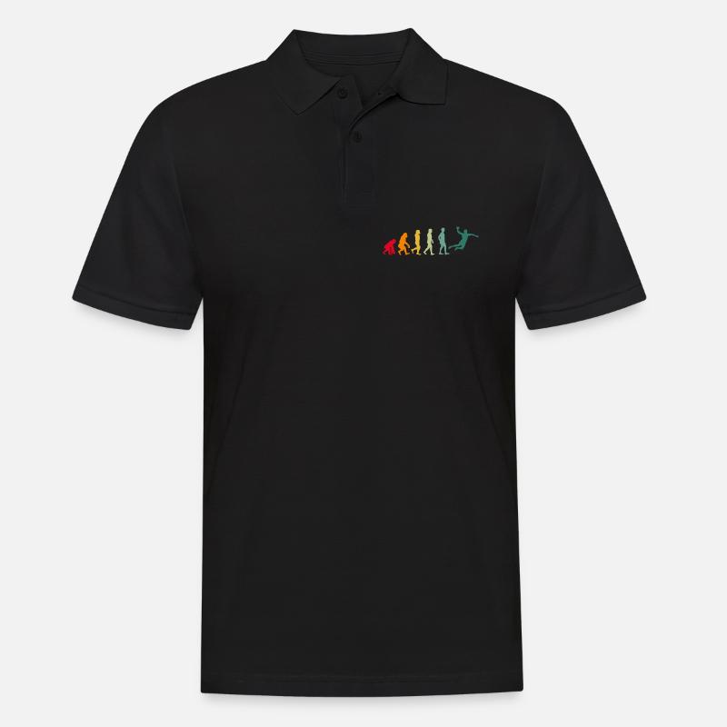 Handball Evolution Entwicklung Handballer retro - Männer Poloshirt - Schwarz