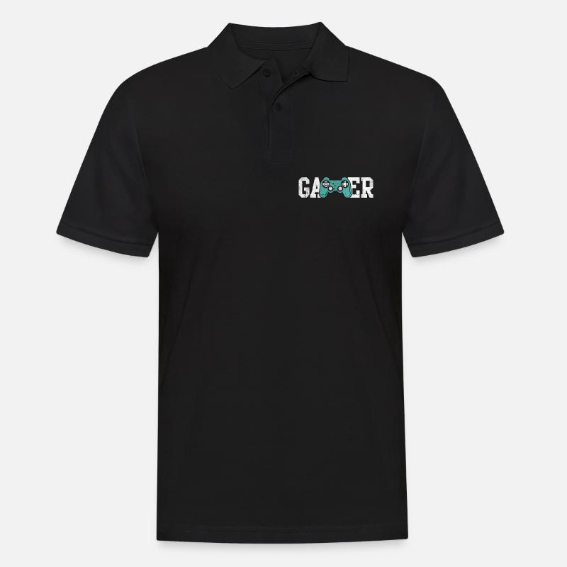 Gamer Glyphs Controller T-Shirt - Männer Poloshirt - Schwarz