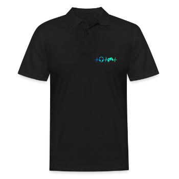 Gamer Herzschlag Gaming Controller Gamepad Headset - Männer Poloshirt - Schwarz - Vorne - Kai (181cm)