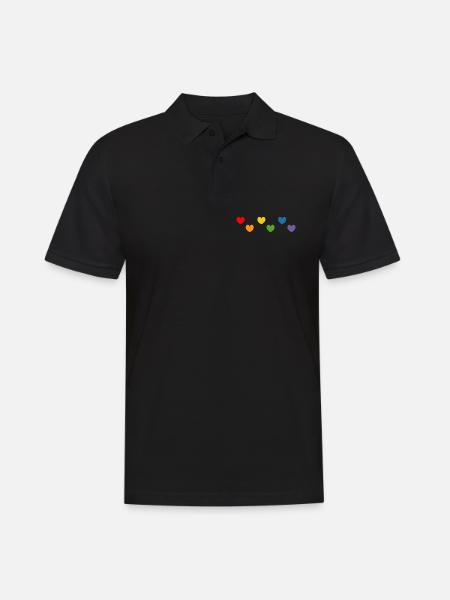Rainbow Heart Tshirt Mix LGBTQ - Men's Polo Shirt - black