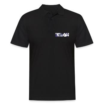 Geometrische Abstraktion in Violett und Grau - Männer Poloshirt - Schwarz - Vorne - Kai (181cm)