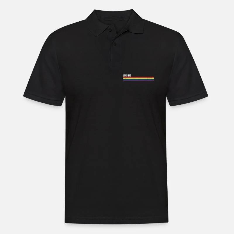 Regenbogen Streifen Pride Overlay - Männer Poloshirt - Schwarz