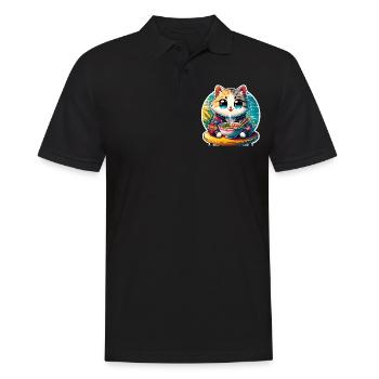 Cat Ramen Kawaii Anime - Men's Polo Shirt - black - Front - Kai (181cm)