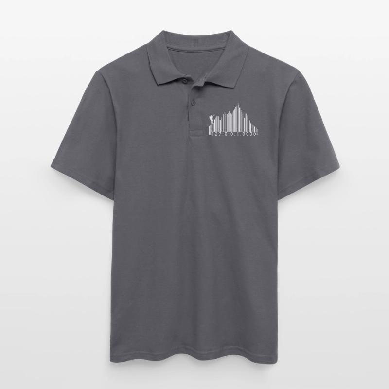 Barcode Berge Code Wandern Wanderer Strichcode Männer Poloshirt