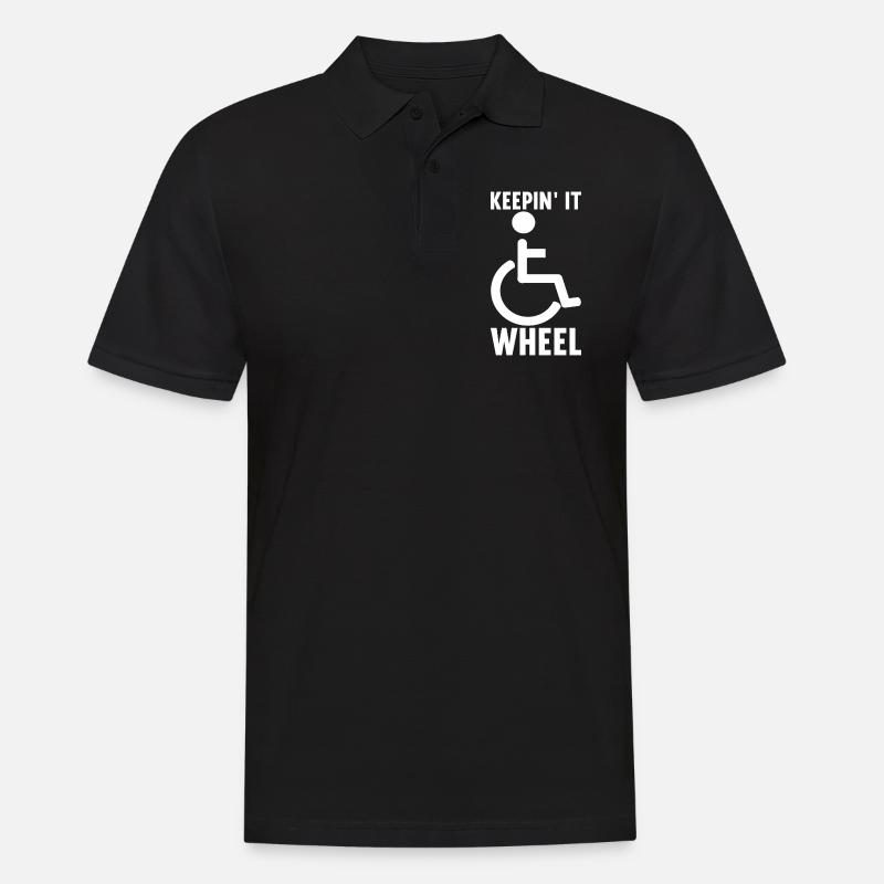 Rollstuhlfahrer Rollstuhl - Männer Poloshirt - Schwarz