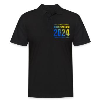 Amsterdam 2024 Bunt Urlaub - Männer Poloshirt - Schwarz - Vorne - Kai (181cm)