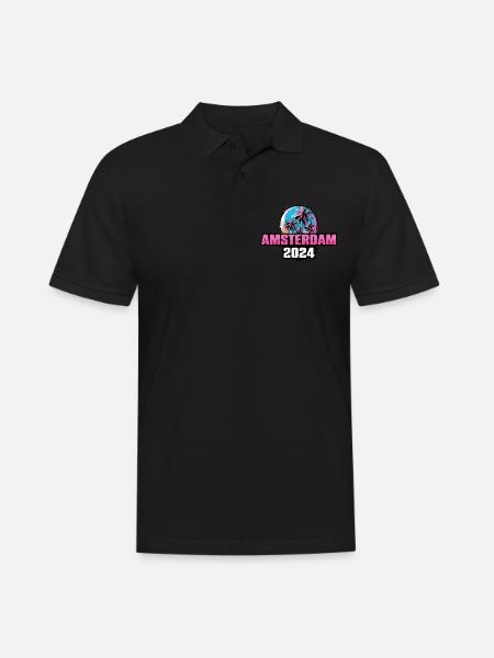 Amsterdam 2024 Palmen - Männer Poloshirt - Schwarz