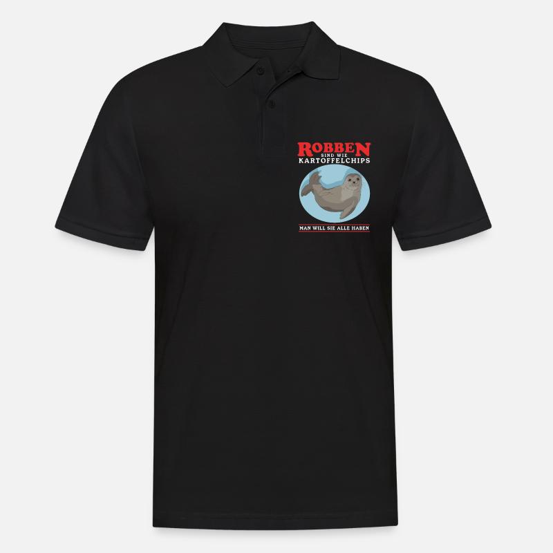 Robbe Seehund Seelöwe Kegelrobbe Robben Geschenk - Männer Poloshirt - Schwarz