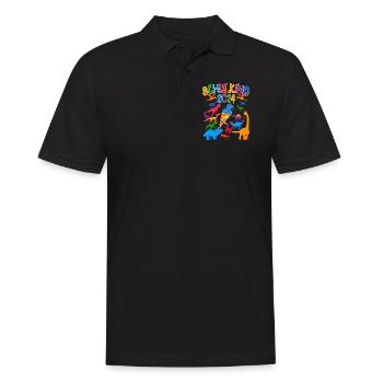Dinos Schultüte Einschulung Schulkind 2024 - Männer Poloshirt - Schwarz - Vorne - Kai (181cm)