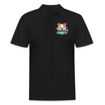 Japanese Anime Manga Cat Ramen für Katzenliebhaber - Männer Poloshirt - Schwarz - Vorne - Kai (181cm)