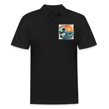 70er 80er Hawaiian Island Palm Beach - Great - Männer Poloshirt - Schwarz - Vorne - Kai (181cm)