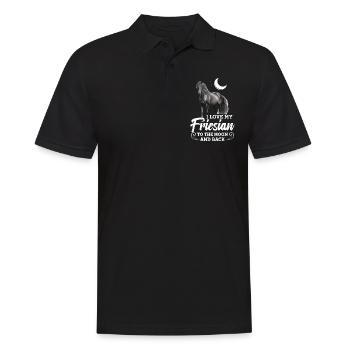 Ich Liebe Meinen Friesian Zum Mond Und Zurück - Männer Poloshirt - Schwarz - Vorne - Kai (181cm)