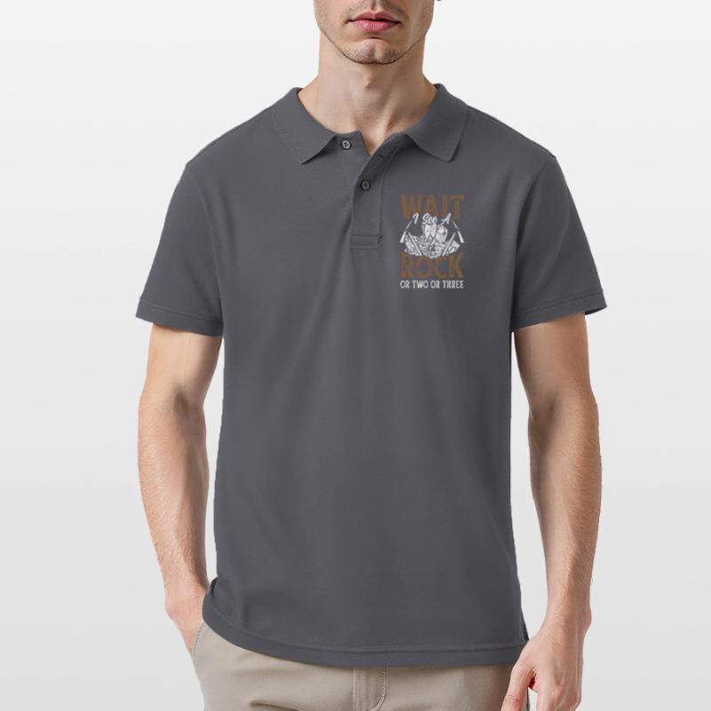 Warte Ich Sehe Einen Stein Oder Zwei Oder Drei Männer Poloshirt
