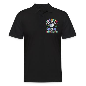 100 Tage Kindergarten Sprüche Süß Lustig Team - Männer Poloshirt - Schwarz - Vorne - Kai (181cm)