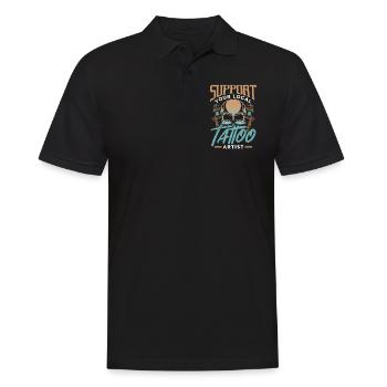 Soutenez votre tatoueur local tatoueur - Polo Homme - noir - Devant - Kai (181cm)