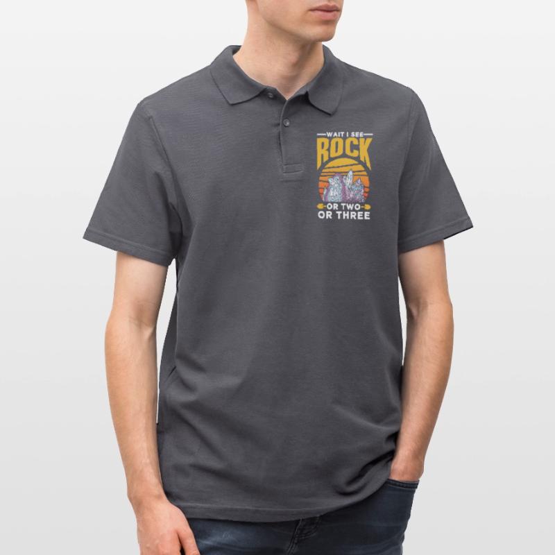 Warte Ich Sehe Einen Stein Oder Zwei Oder Drei Männer Poloshirt