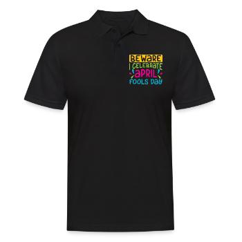 Caution I Celebrate April Fool's Joke April Joke - Men's Polo Shirt - black - Front - Kai (181cm)