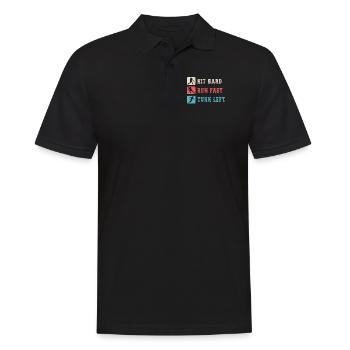 Hit Hard Run Fast Turn Left Baseball - Men's Polo Shirt - black - Front - Kai (181cm)