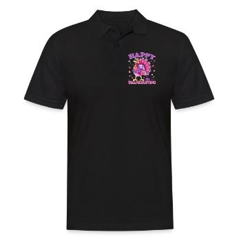 Female Turkey Happy Thanksgiving - Männer Poloshirt - Schwarz - Vorne - Kai (181cm)