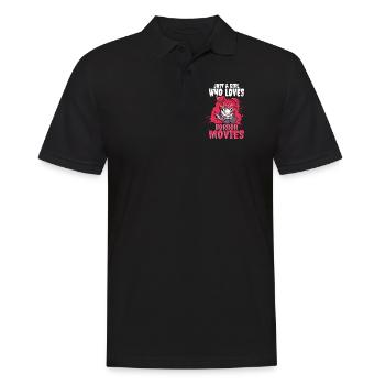 Just a Girl who loves Horror Movies - Männer Poloshirt - Schwarz - Vorne - Kai (181cm)