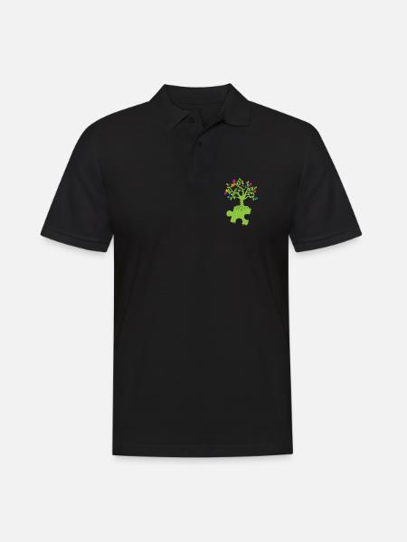 Autismus Awareness Puzzle Baum - Männer Poloshirt - Schwarz