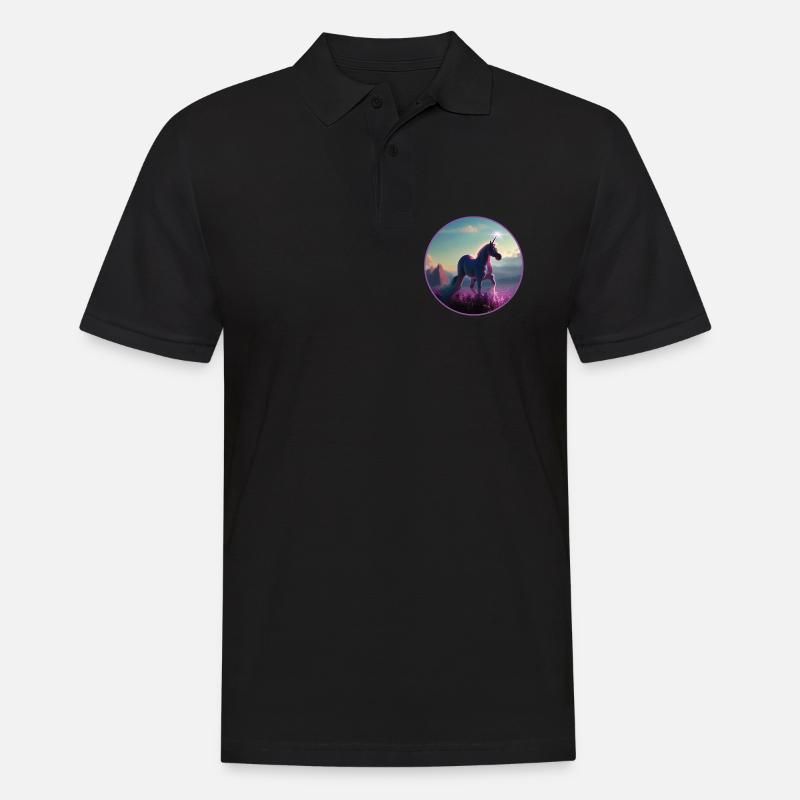 Einhorn - Männer Poloshirt - Schwarz