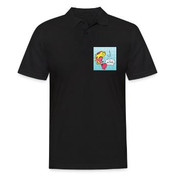 Popart Fisch Angehakt Humor - Männer Poloshirt - Schwarz - Vorne - Kai (181cm)