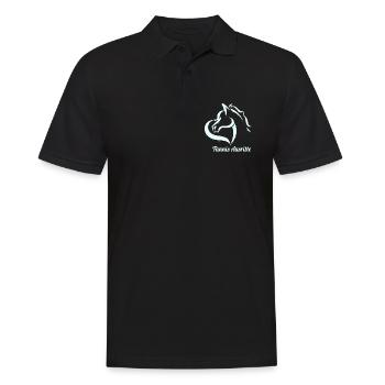 Tannis Ausritte logo hellblau schwarz mit Name - Männer Poloshirt - Schwarz - Vorne - Kai (181cm)