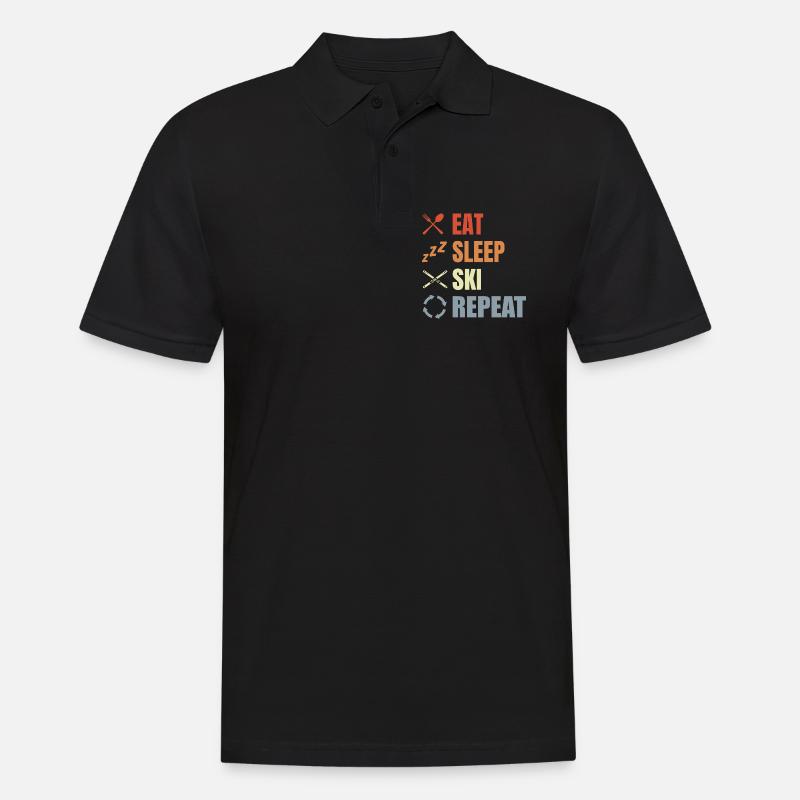 Manger Dormir Ski Répéter - Polo Homme - noir