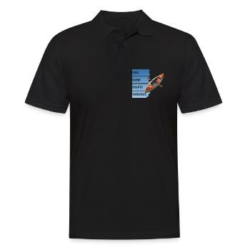 Essen - Rudern - Schlafen - Wiederholen - Männer Poloshirt - Schwarz - Vorne - Kai (181cm)