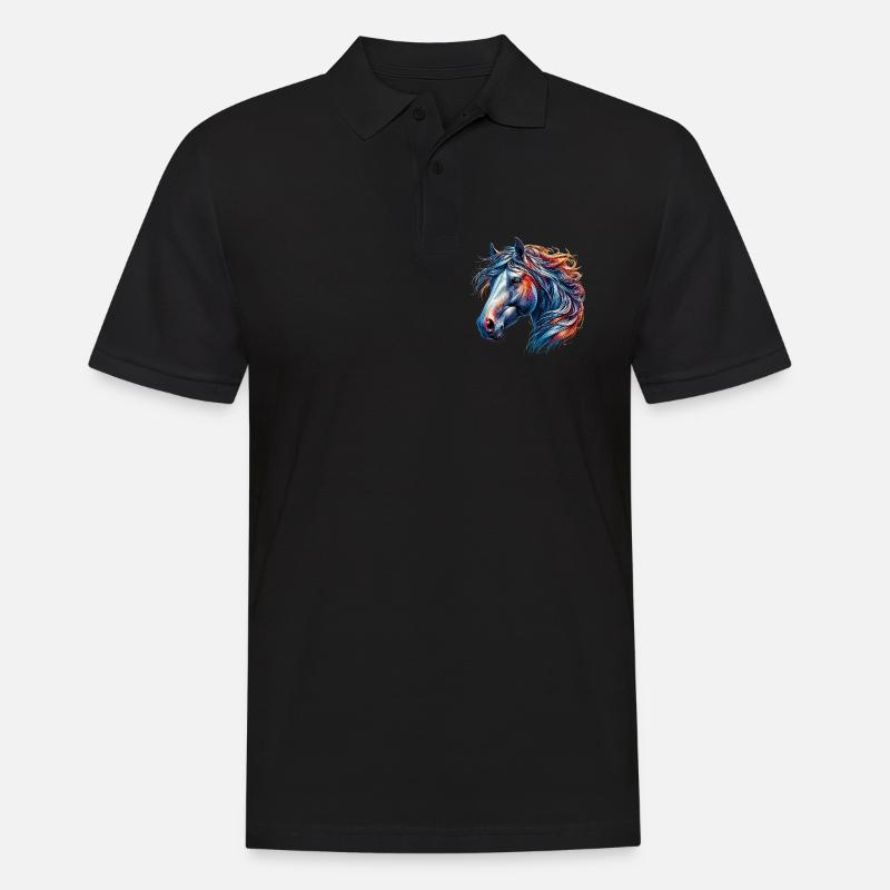 Pferd - Männer Poloshirt - Schwarz