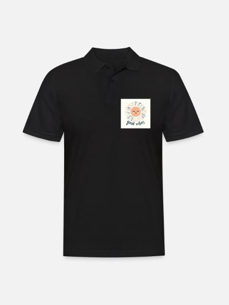 Eine zufriedene Sonne - Männer Poloshirt - Schwarz