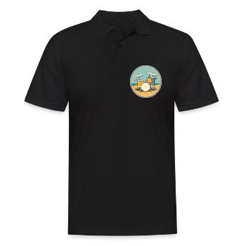Drum Set Illustration - Männer Poloshirt - Schwarz - Vorne - Kai (181cm)