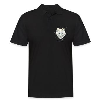 Zauberhaftes Polarfuchs-in geometrischer Eleganz - Männer Poloshirt - Schwarz - Vorne - Kai (181cm)