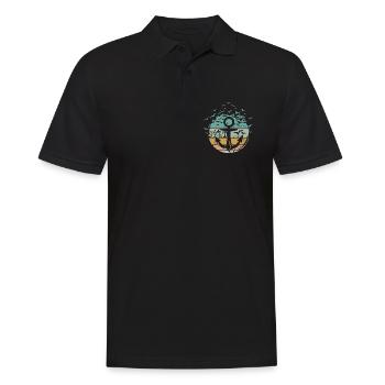 Ancre rétro Sylt oiseau mouettes vintage île mer - Polo Homme - noir - Devant - Kai (181cm)