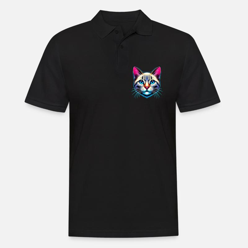 Katze - Männer Poloshirt - Schwarz