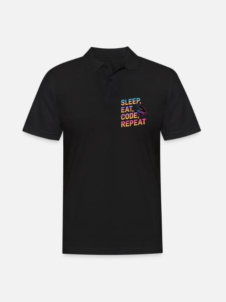 Schlafen, Essen, Programmieren, Wiederholen - Männer Poloshirt - Schwarz