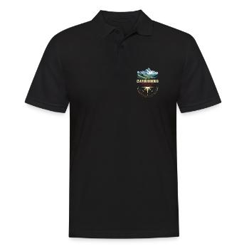 E5 Alpenüberquerung - Männer Poloshirt - Schwarz - Vorne - Kai (181cm)