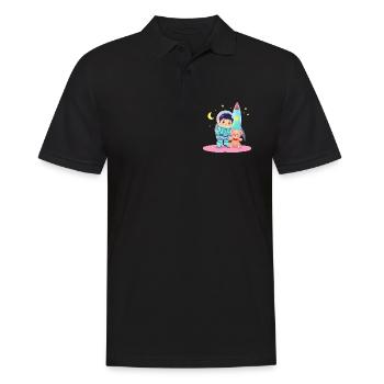 Astronaut with teddy bear - Men's Polo Shirt - black - Front - Kai (181cm)