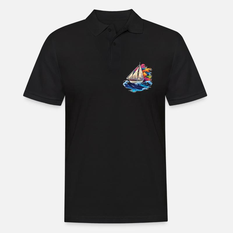 Segeln Synthwave - Männer Poloshirt - Schwarz