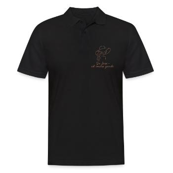 Leise wachsend: Frau mit Hut - Männer Poloshirt - Schwarz - Vorne - Kai (181cm)