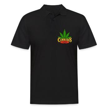 Logo du cannabis avec feuille et détail 420 - Polo Homme - noir - Devant - Kai (181cm)