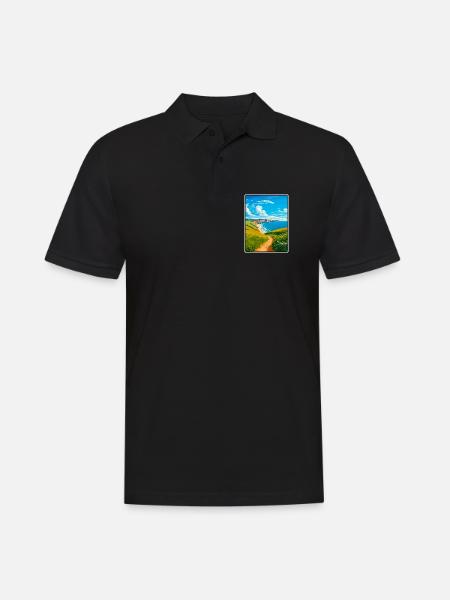 Pembrokeshire Wales Reiseplakat Stadtbild WPA - Männer Poloshirt - Schwarz